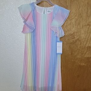 Rare Editions Pink and Blue Ruffled Tiered Sundress